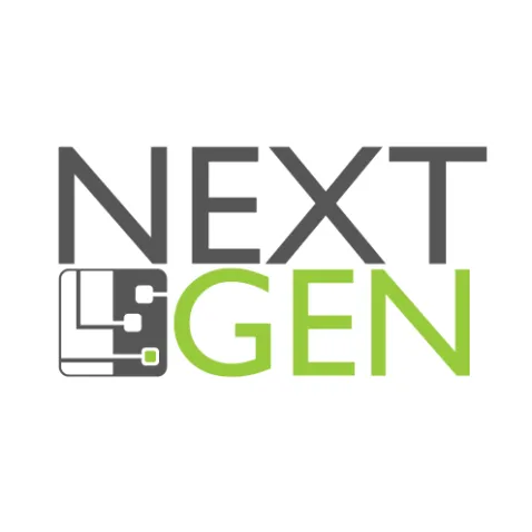 Plain white background with 'NEXT GEN' written in grey and green letters. The Lab's logo is displayed on the bottom-left