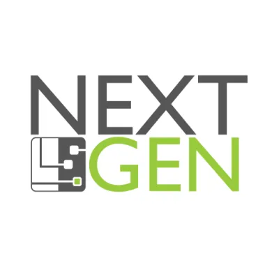 Plain white background with 'NEXT GEN' written in grey and green letters. The Lab's logo is displayed on the bottom-left