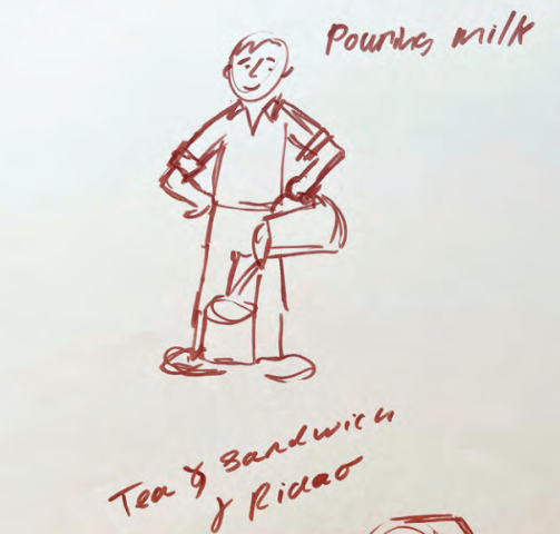A memory of the milk man sketch by artist Tom Cross