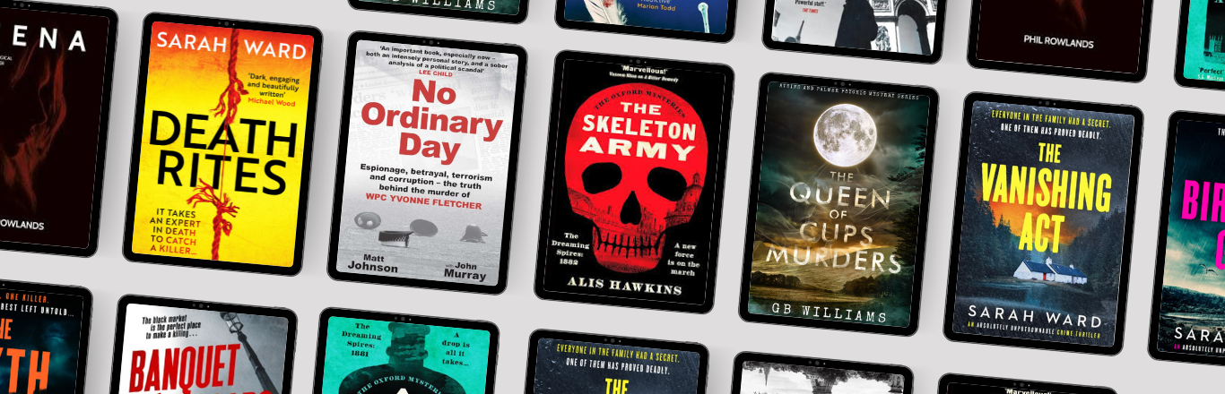 An image of book crime and mystery eBook covers tiled in rows