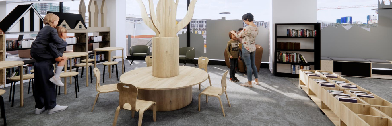 Artist's impression of the proposed new look for the library's Children's Area.