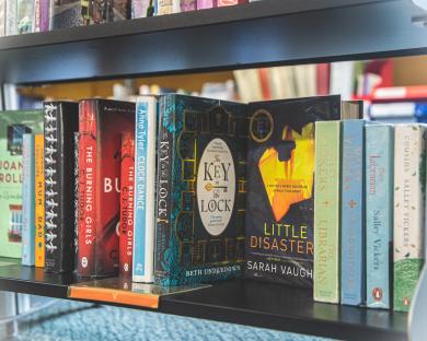 Row of books in the library